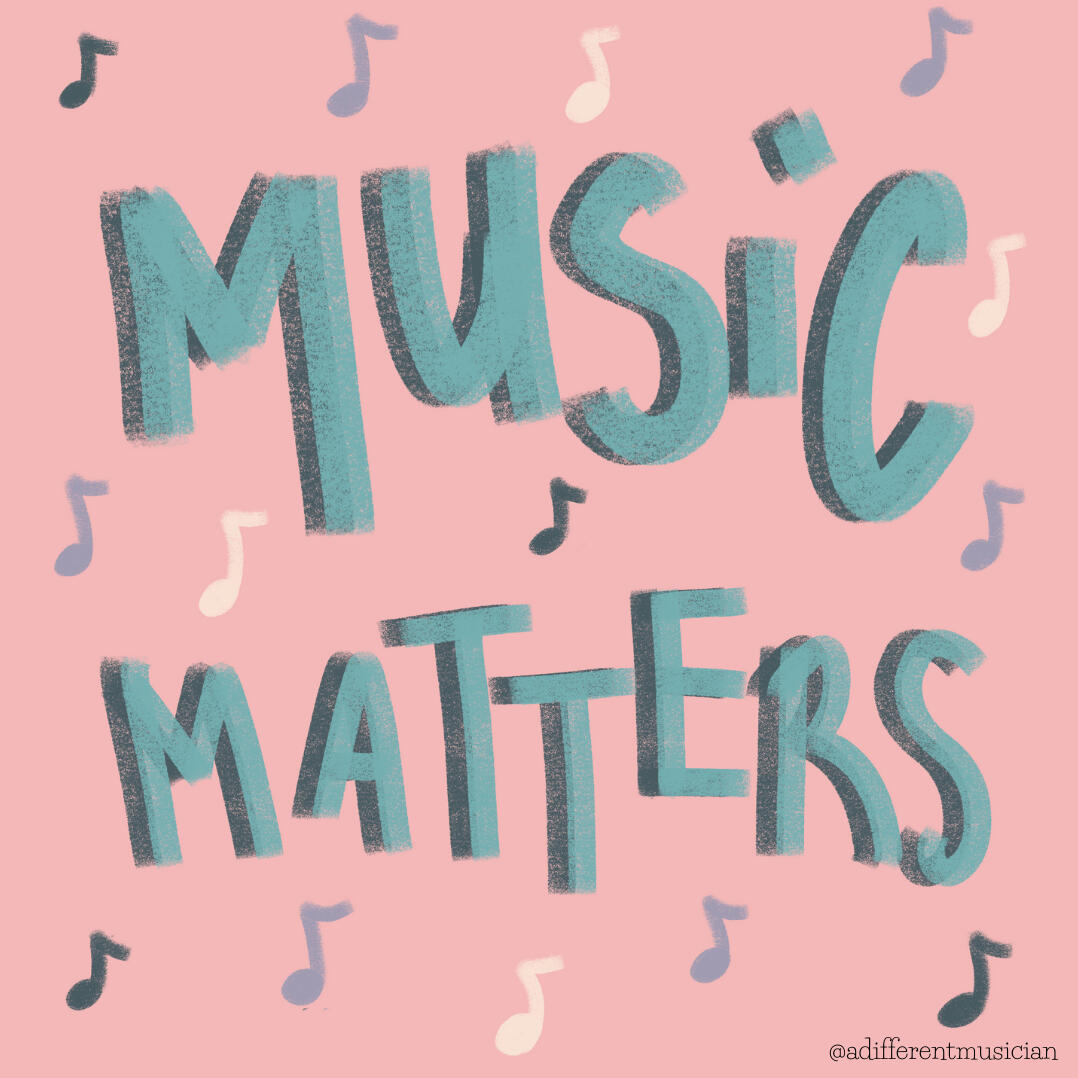 sarah l mauro adifferentmusician against pink circle over turquoise background